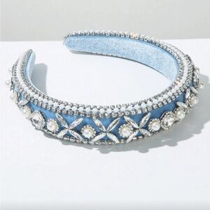 Elegant Blue and Silver Embellished Headband